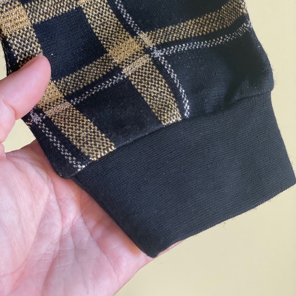 E.B. Vintage Knit Cardigan Sweater Plaid Shimmer Threads Academia Clueless - Picture 6 of 11